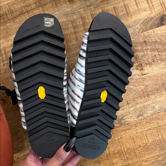 Missoni Mens 2 strap double Buckle Sandals - Black, Blue, and White/ slides slip - Picture 5 of 7